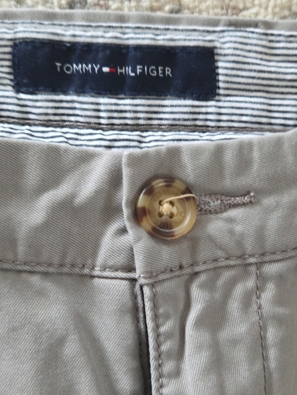 VTG Tommy Hilfiger Pants Mens 33 Gray 100% Cotton Khakis Chinos Flat Front 33x32 - Picture 2 of 10